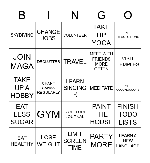 NEW YEAR 2025 Bingo Card