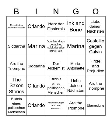 Bücher 2025 Bingo Card