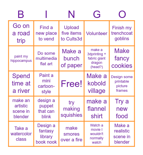 2025 Goals Bingo Card