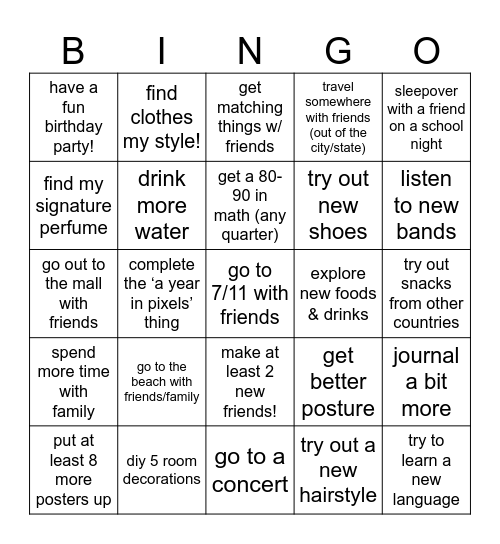 2025 bucketlist bingo! Bingo Card