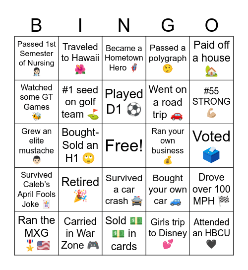 MELTON FAMILY 2024 Bingo Card