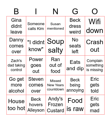 NYE Hot Pot Bingo Card