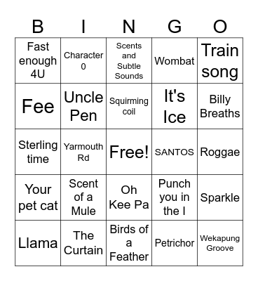 NYE Phish 2024 Bingo Card