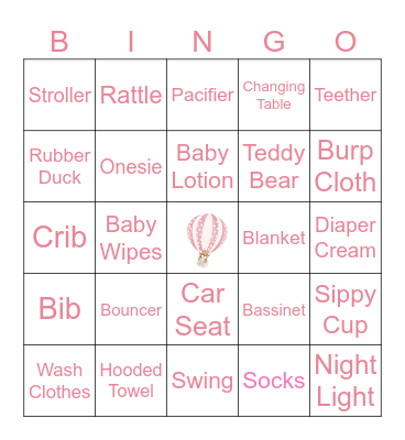 Baby Shower Bingo Card