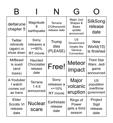 2025 Bingo Card