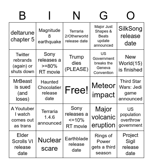 2025 Bingo Card