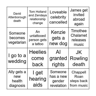 2025 Bingo Card