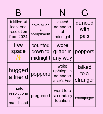 nye bingo ✨ Bingo Card