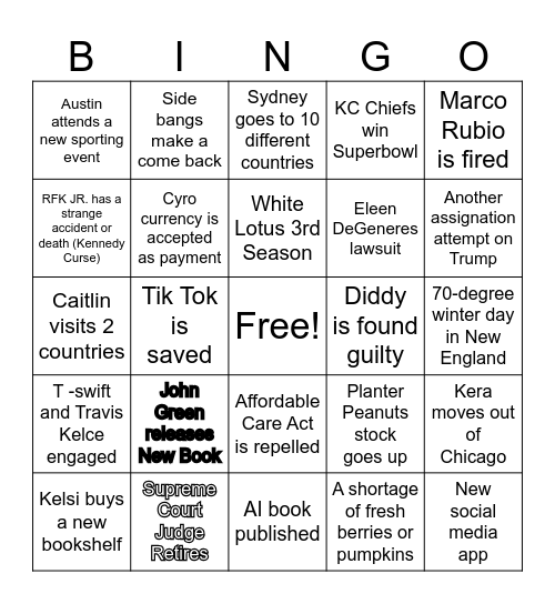 2025 Bingo Card