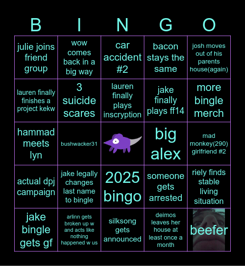 2025 blingo blongo Bingo Card