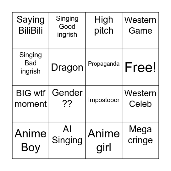 BiliBili Bingo Card