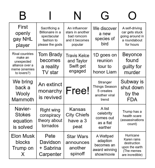 2025 Bingo Card