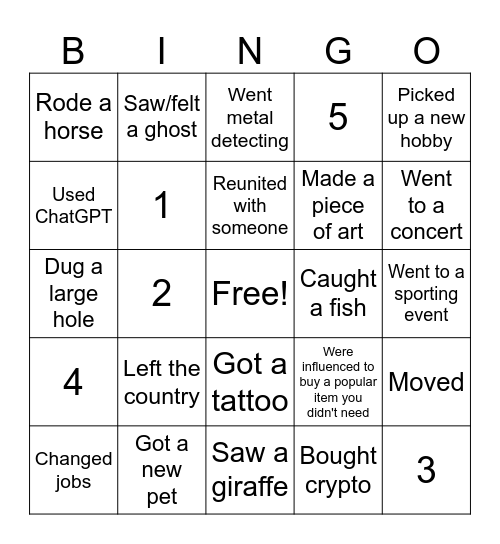 2024 In Review Bingo Card