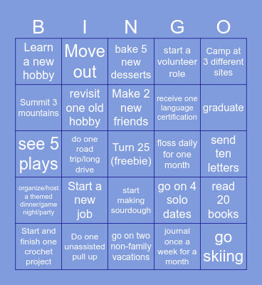 Noa's 2025 Bingo Card