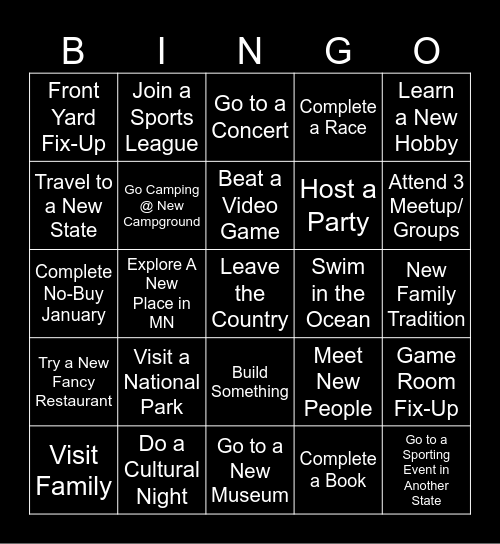 Preese Bingo Card