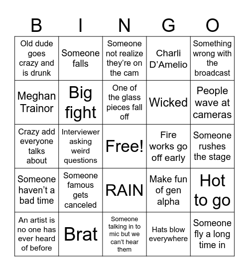 New Year’s Eve 2025 Bingo Card