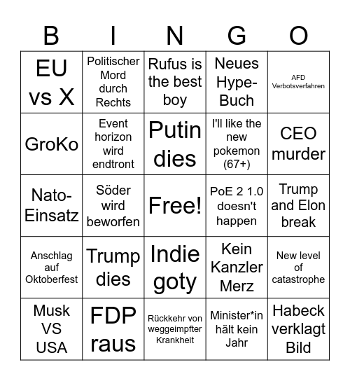 2025 Bingo Card