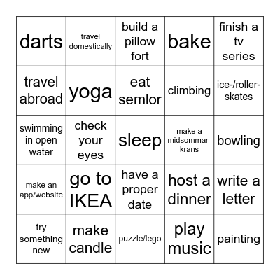 2025 goals Bingo Card