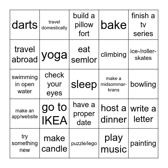2025 goals Bingo Card