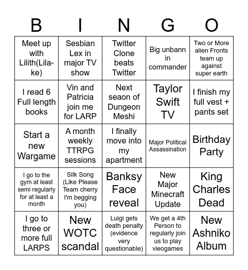 2025 Bingo Card