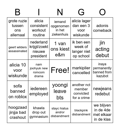 2025 bingo <3 Bingo Card