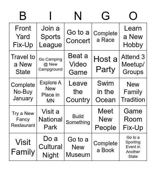 Preese Bingo Card