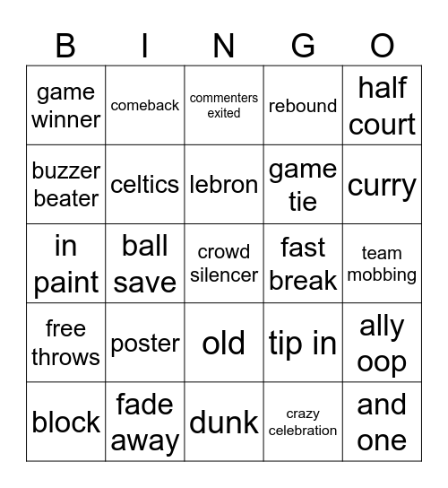 NBA Bingo Card