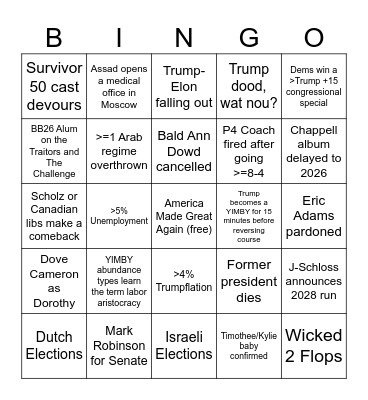2025 Bingo Card