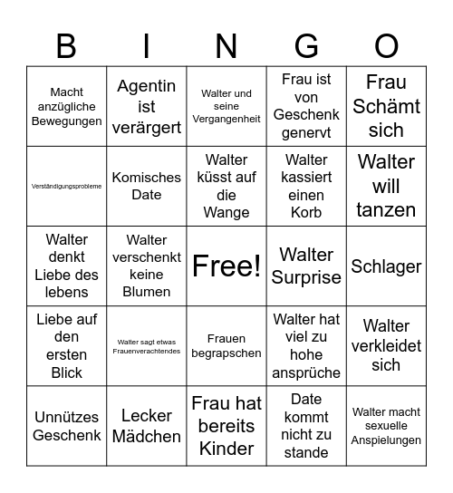 Traumfrau gesucht Bingo Card