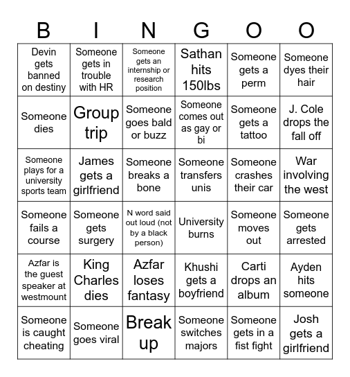 2025 Bingo Card