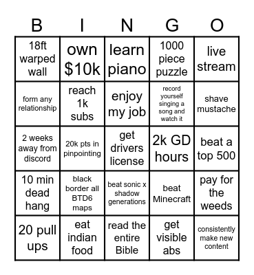 Personal Bingo Card