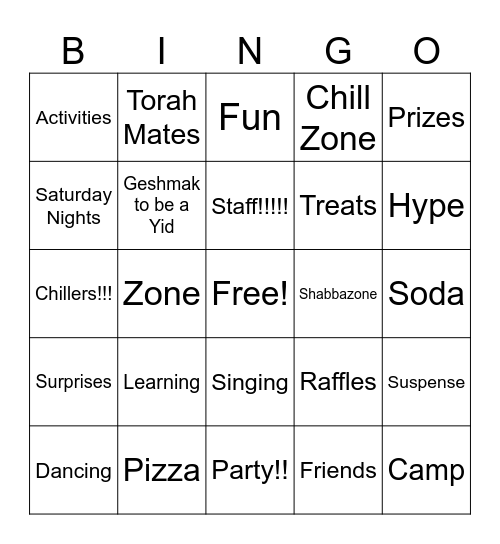 Chill Zone Bingo! Bingo Card