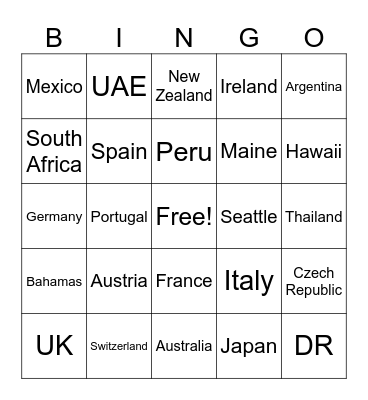 2025 Travel Bingo Card