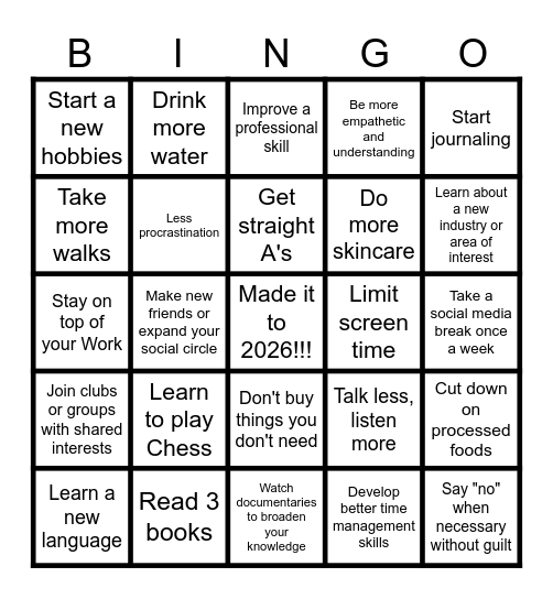 2025 Bingo Card