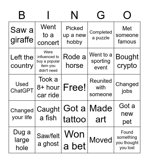 2024 in Review Bingo Card