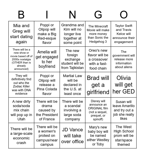 Brooke's 2025 Breakdown (SLAY SLAY) Bingo Card