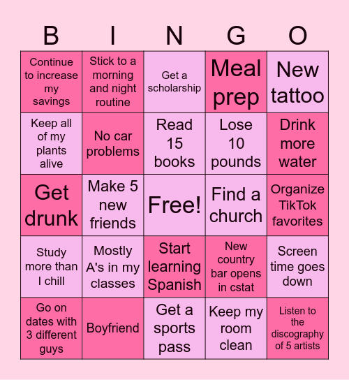 Paige's 2025 Bingo Card Bingo Card