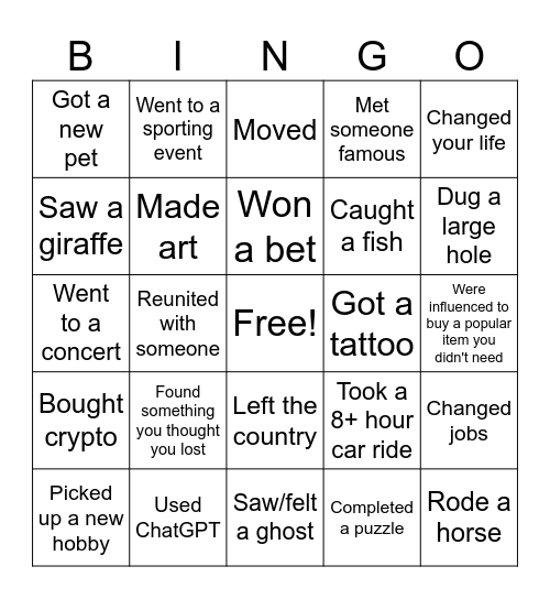 2024 in Review Bingo Card