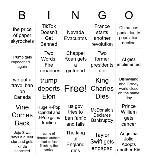 I didn’t put this on my 2025 Bingo Card Bingo Card