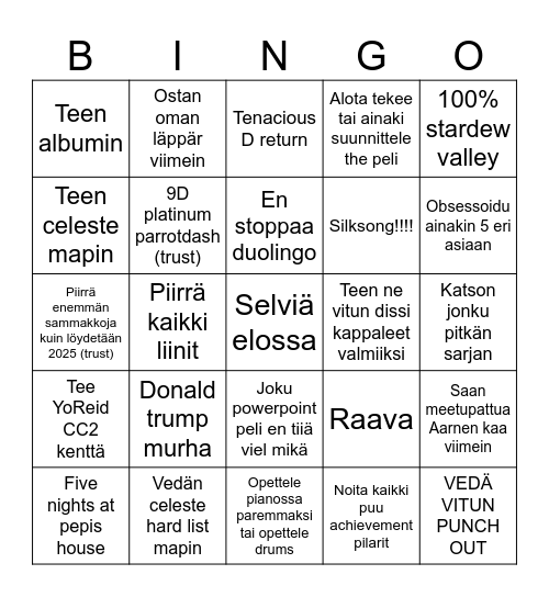 Vetypommi bingo Card