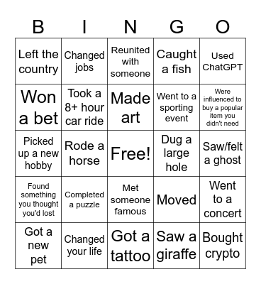 2024 in Review Bingo Card