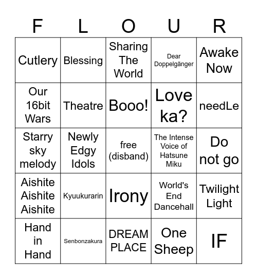 flour's unchanging warmth bingo! Bingo Card