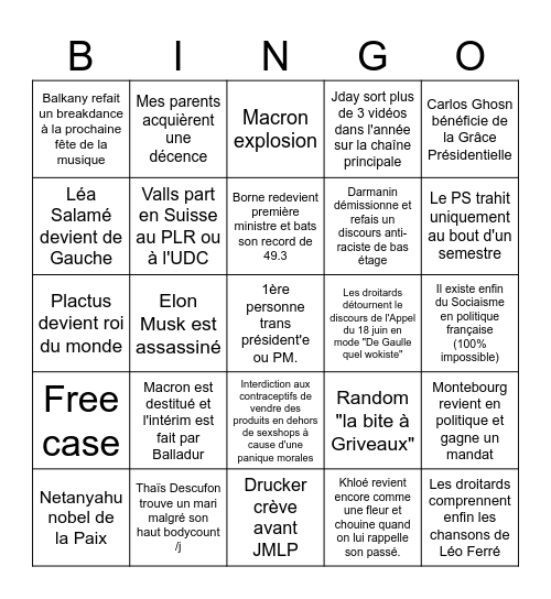 Bingo 2025 Bingo Card