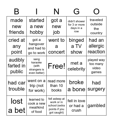 BINGO 2024 Bingo Card