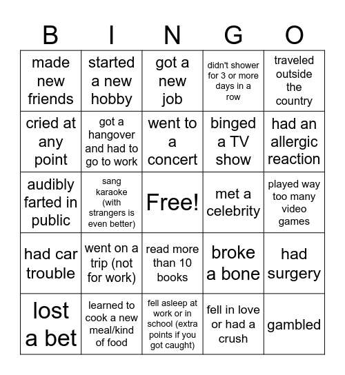 BINGO 2024 Bingo Card