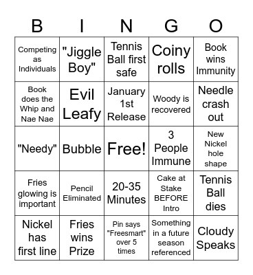 BFDIA 17 Bingo Card