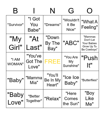 OH BABY! Bingo Card