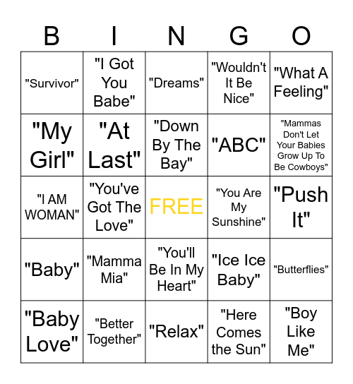 OH BABY! Bingo Card