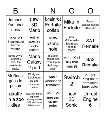 2025 Bingo Card