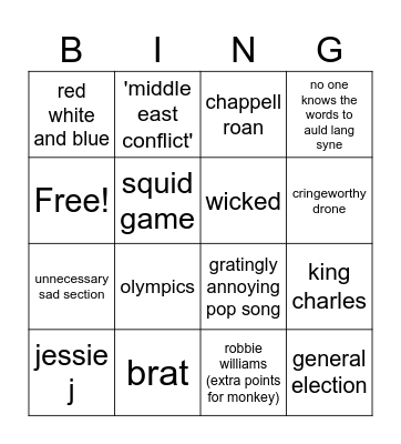 fireworks Bingo Card